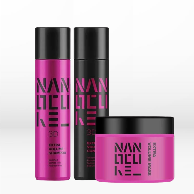 Keratin Nanocure 3D Extra Volume Trio (Shampoo 500ml, Conditioner 500ml, Extra Volume Mask 250ml)