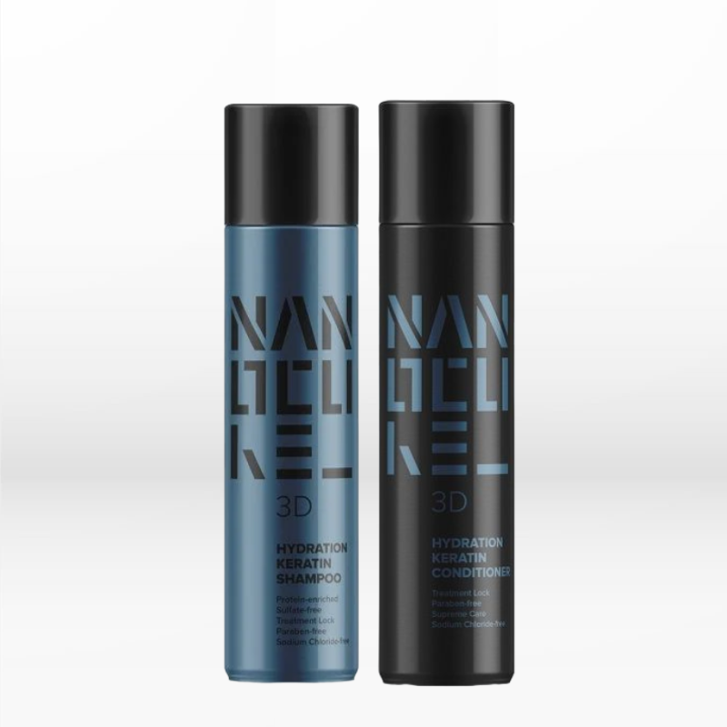 Keratin Nanocure 3D Hydration Set (Shampoo 500ml, Conditioner 500ml)