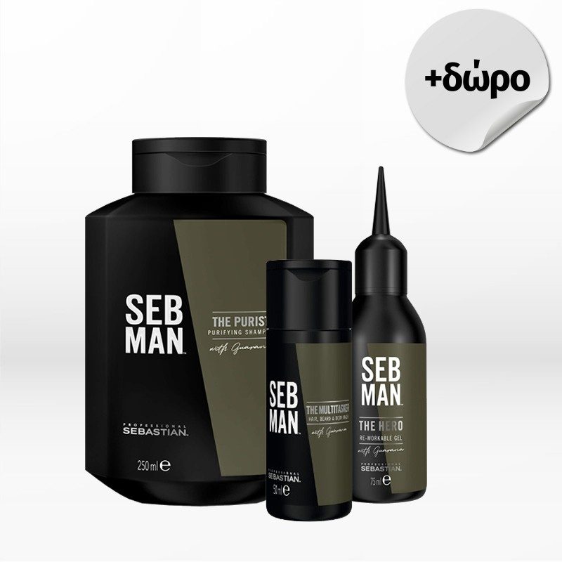 Sebastian Professional SEB MAN Set (THE PURIST 250ml, THE HERO 75ml) ΔΩΡΟ travel size THE MULTI-TASKER 50ml