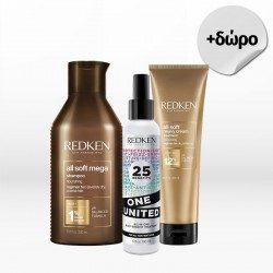 Redken All Soft Trio (Shampoo 300ml, Mask 250ml & One United Leave-in Conditioner 150ml) ΔΩΡΟ Sprunchie