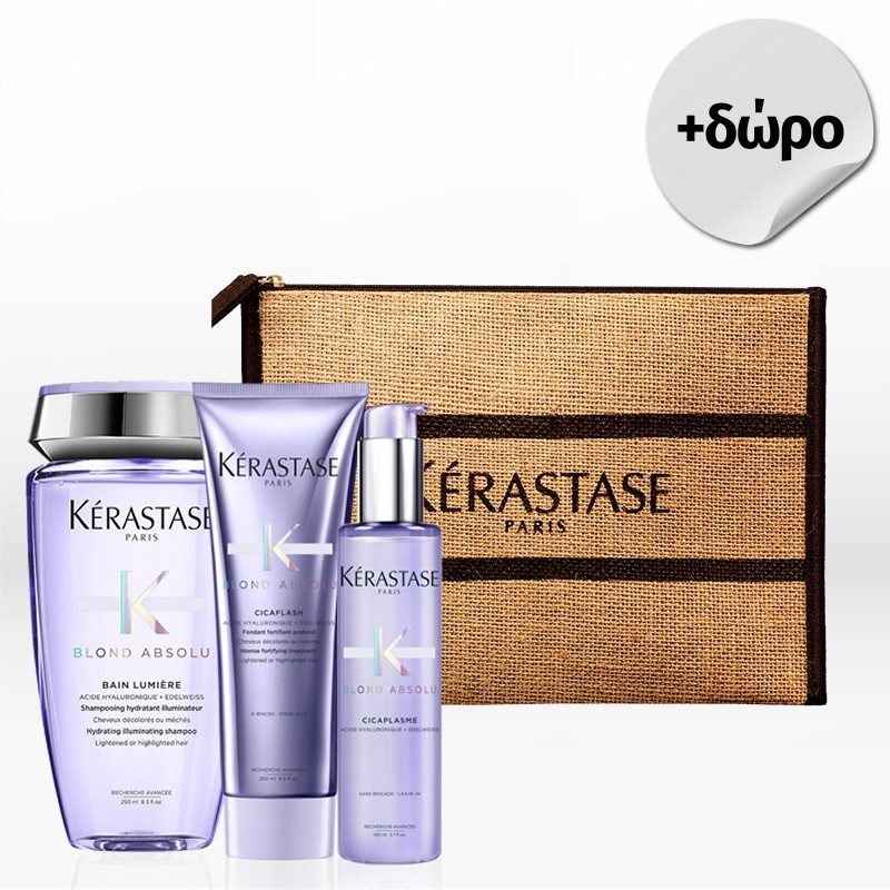 Kérastase Blond Absolu Trio (Bain Lumiere 250ml, Cicaflash 250ml, Cicaplasme 150ml) ΔΩΡΟ Συλλεκτικό Νεσεσέρ