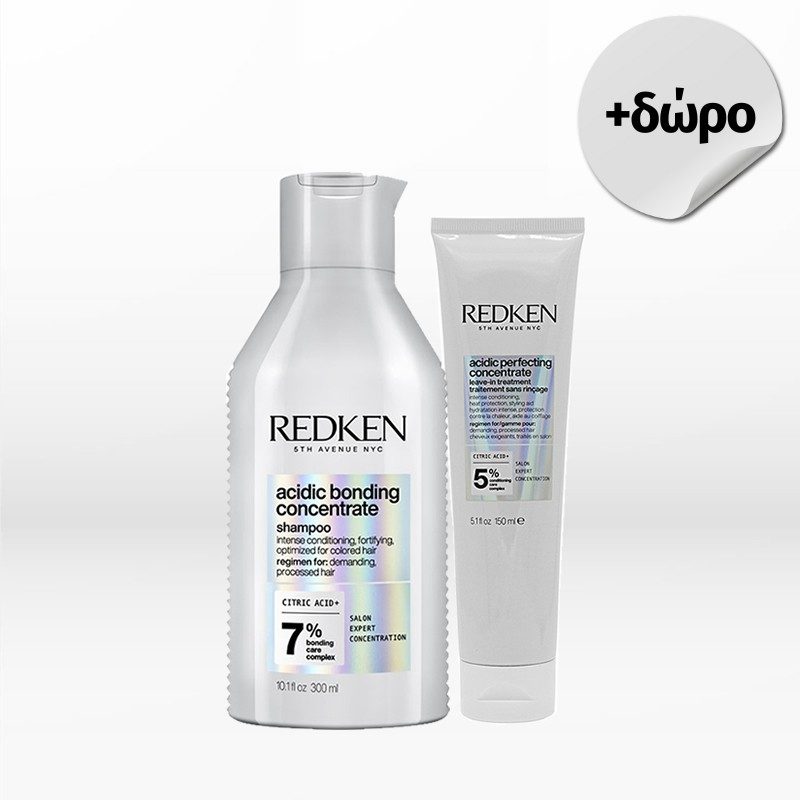 Redken Acidic Bonding Concentrate Set (Shampoo 300ml, Leave-In Treatment 150ml)