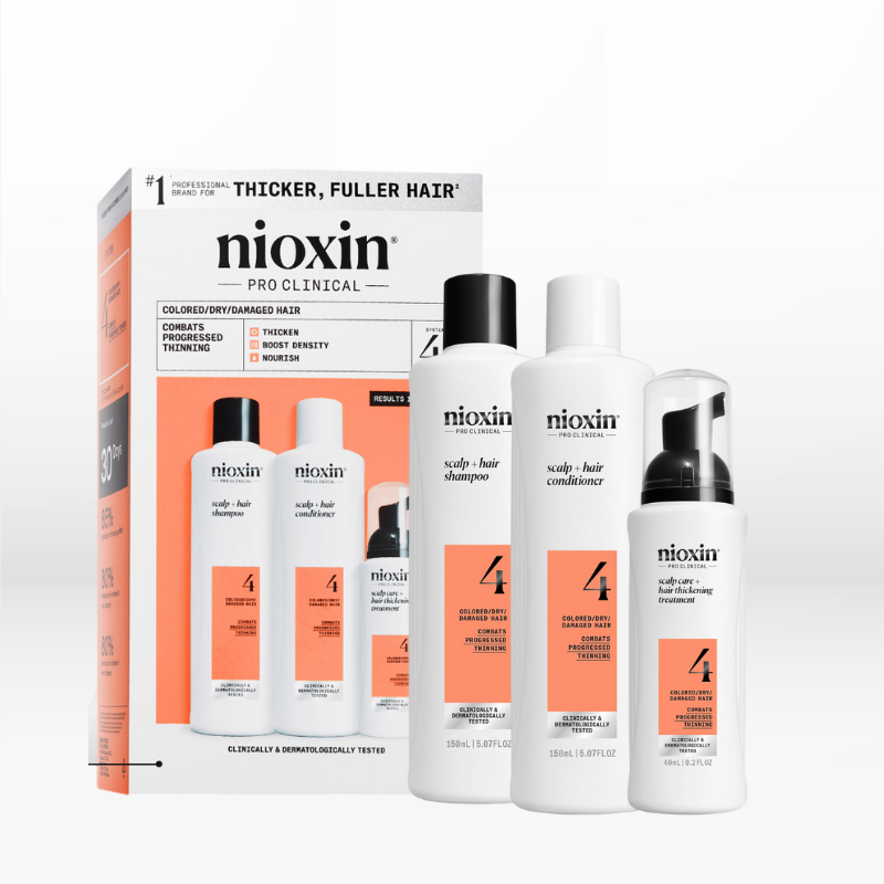 Nioxin System 4 Trial Kit Colored Hair with Progressed Thinning (Shampoo150ml, Conditioner 150ml, Treatment 40ml)