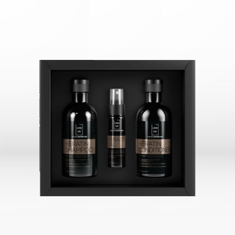 Lavish Care Keratin Treatment Set (Shampoo 300ml, Conditioner 300ml, Oil 50ml)