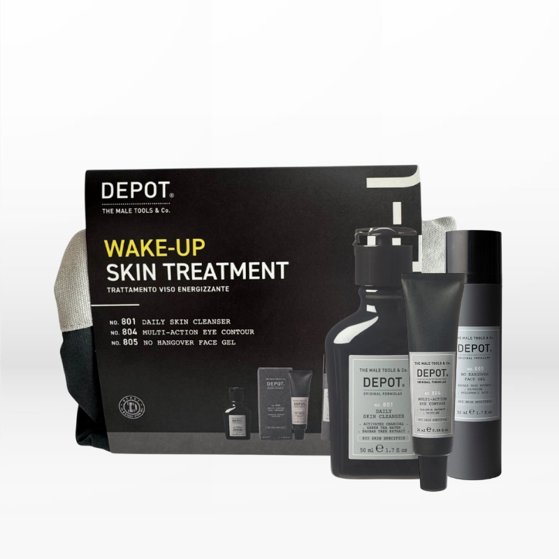 Depot Wake-Up Skin Treatment (No.801 Skin Cleanser 50ml, No.804 Eye Contour 20ml, No.805 Face Gel 50ml)