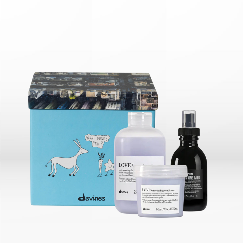 Davines Love Smooth Kit (Shampoo 250ml, Conditioner 250ml, All In One Milk 135ml)