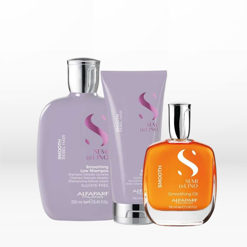 Alfaparf Milano Semi di Lino Smoothing Trio (Shampoo 250ml, Conditioner 200ml, Oil 100ml)