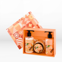 Quickgel Chocolate Orange Pie Set (Shower Gel 300ml, Hand & Body Cream 300ml, Body Scrub 200ml)