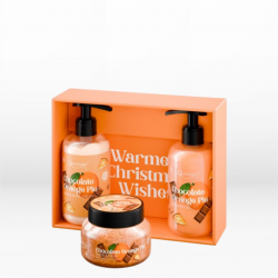 Quickgel Chocolate Orange Pie Set (Shower Gel 300ml, Hand & Body Cream 300ml, Body Scrub 200ml)