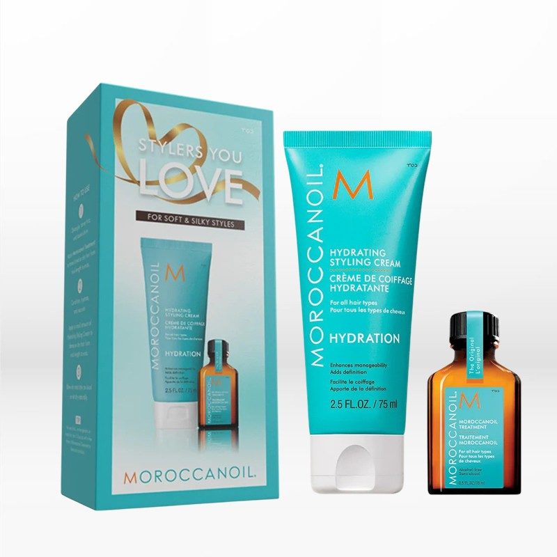 Moroccanoil Stylers You Love For Soft & Silky Styles (Treatment 15ml, Hydrating Styling Cream 75ml)