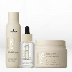 Schwarzkopf Professional BlondMe Bond Repair Brightening Trio (Shampoo 300ml, Mask 200ml, Oil 50ml)