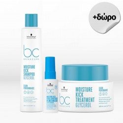 Schwarzkopf Professional Bc Bonacure Moisture Kick Set (Shampoo 250ml, Mask 200ml) FREE Spray Conditioner 50ml