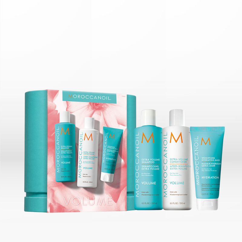 Moroccanoil Volume Spring Kit (Shampoo 250ml, Conditioner 250ml,  Mask 75ml, Body Lotion 10ml, Shower Gel 10ml)