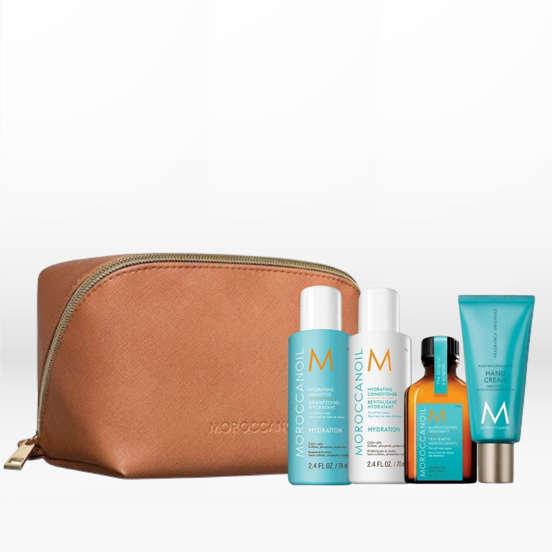 Moroccanoil Hydration Discovery Set Travel Kit (Shampoo 70ml, Conditioner 70ml,  Treatment 25ml, Hand Cream 40ml)