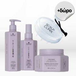 Schwarzkopf Professional Fibre Clinix De-Frizz Trio (Shampoo 300ml, Treatment 250ml, Smoothing Spray 200ml)