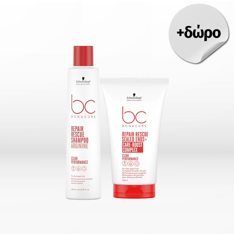 Schwarzkopf Professional Bc Bonacure Repair Rescue Set (Shampoo 250ml, Sealed Ends+ 100ml)