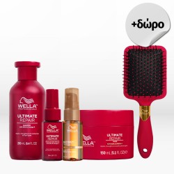 Wella Professionals Ultimate Kit (Shampoo 250ml, Mask 150ml, Rescue 30ml, Smooth Oil 30ml) FREE Paddle Brush