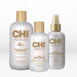 CHI Keratin Ultimate Trio (Shampoo 355ml, Leave-in 177ml, Silk Infusion 177ml)
