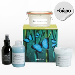 Davines Minu Box (Shampoo 250ml, Conditioner 250ml, All In One Milk 135ml) FREE Love Candle 100gr