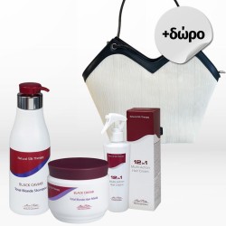 Mon Platin Black Caviar Total Blonde Hair Trio  (Shampoo 500ml,Mask 250ml, 12 in 1 Multi Action Cream 250ml) FREE Tote Bag