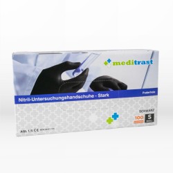 Metitrast Nitrile Gloves Black Small (100 ps)