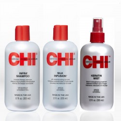 CHI Infra Trio Pack (Σαμπουάν 355ml, Keratin Mist 355ml & Silk Infusion 355ml) ΔΩΡΟ Νεσεσέρ