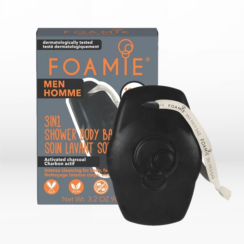 Foamie Men 3in1 Shower Body Bar Charcoal, Rosewood & Tonka Bean 90gr