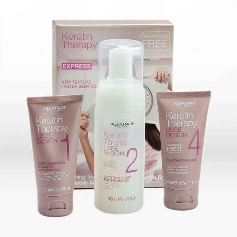 Alfaparf Milano Express Keratin Therapy Service Kit (Shampoo 40ml,Mousse 100ml,Mask 40ml)